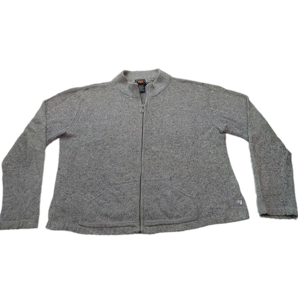 Vintage Gray Cable Knit Zip-Up Sweater Cardigan Size Large